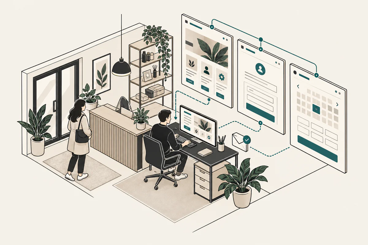 A small business with connected service information, enquiries, and booking tools.